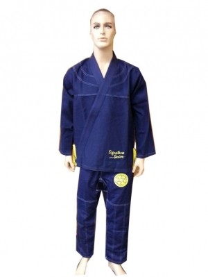 Woldorf USA BJJ uniform Pearl Weave Gi competition navy blue with yellow 
