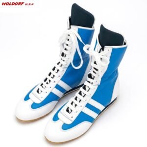 Boxing Shoes Whit/ Blue Leather